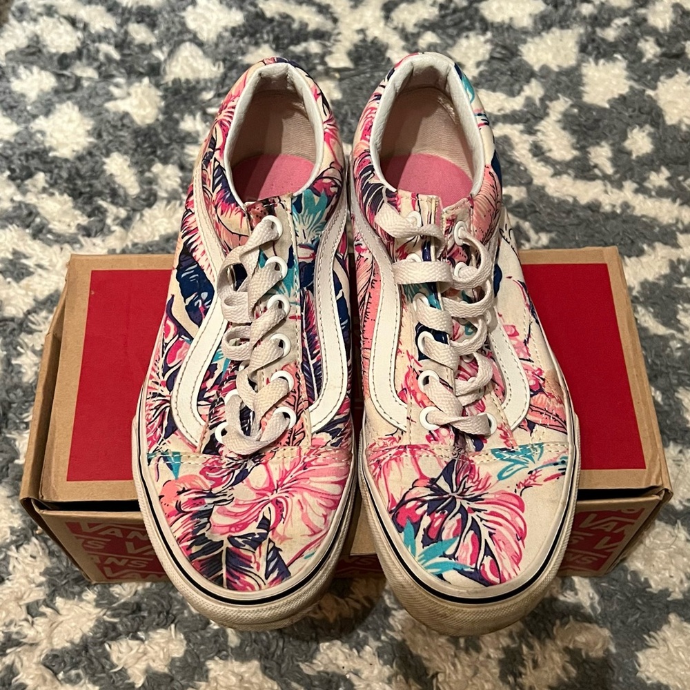 VANS Hawaii Flower Tropical Sneaker Shoes old school  Women 6 Men 4.5 unisex